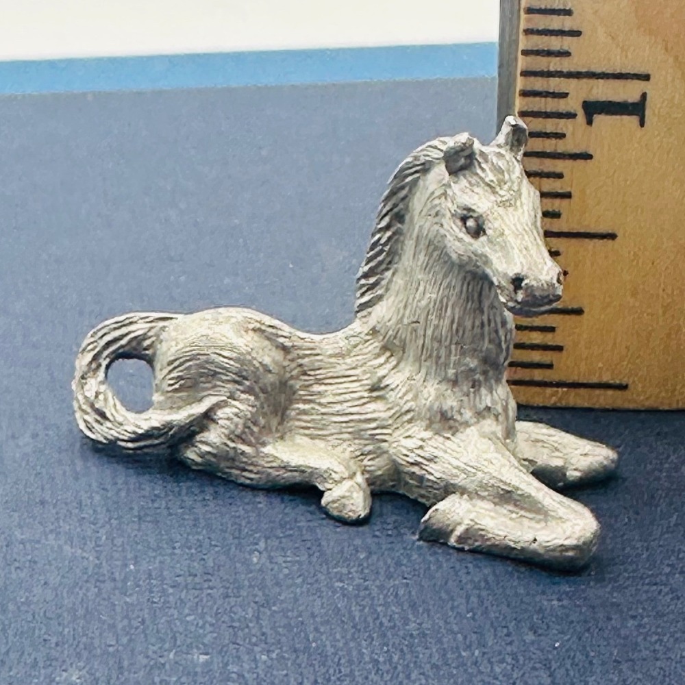 Spoontiques Pewter Resting Horse Miniature Figurine PP112 Silver Color Pony 1"
